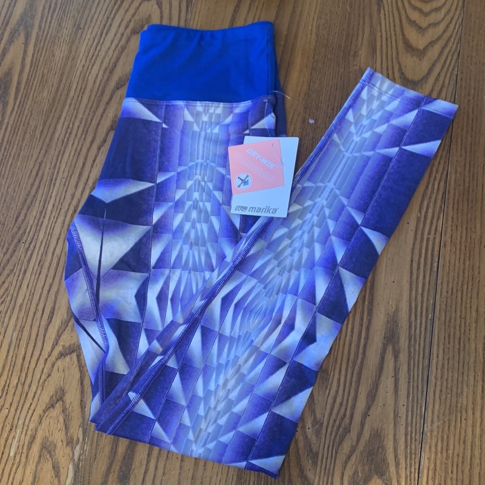 Marika Jordan Engineered Leggings Purple‎ Boxer Brawl Size XS Purple/Blue/White
